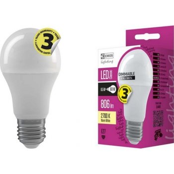 Emos LED žárovka Premium A60 8,5W E27 Teplá bílá Stmívatelná