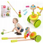 Teddies strkadlo kolotoč tlačící duhový dřevo 50cm na kolečkách s tyčkou v krabici 20x29x14cm – Zbozi.Blesk.cz