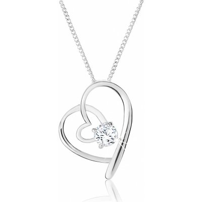 Šperky eshop Nastavitelný ze stříbra prolínající se obrysy srdcí čirý zirkon SP55.03