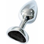 Sunfo kovový anální kolík srdcový s černým kamenem stříbrný – Hledejceny.cz