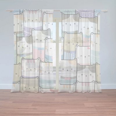 Sablio Záclony Kreslená koťátka: 2ks 150x250cm – Hledejceny.cz
