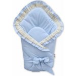 BABY NELLYS zavinovačka s volánky 80x80cm vyšívkou a stuhou modrá – Hledejceny.cz