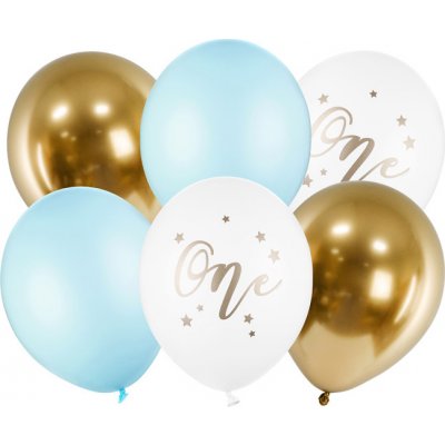 PartyDeco Narozeninové balónkyONE” SVĚTLE MODRÉ