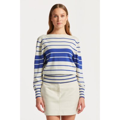 Gant svetr BLOCK STRIPE BOAT NECK modrá – Zboží Mobilmania