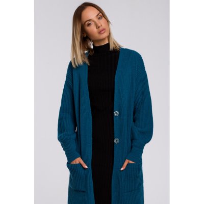 M538 Ribbed knit cardigan with patch pockets oceanblue – Zboží Mobilmania