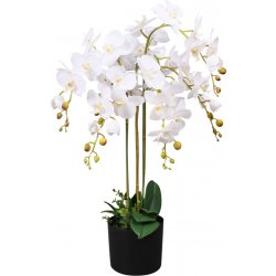 zahrada-XL Umělá rostlina orchidej s květináčem 75 cm bílá