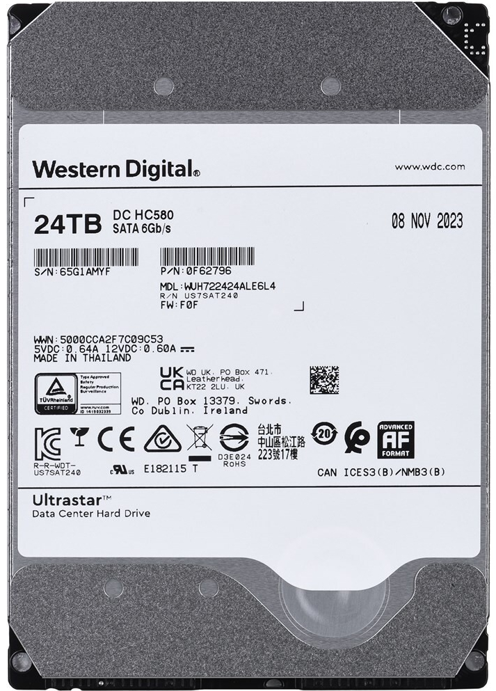 WD Ultrastar HC580 24 TB, WUH722424ALE6L4