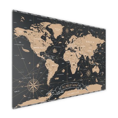 ALLboards Magnetická bezrámová kovová tabule s potiskem 90 x 60 cm - mapa světa – Zboží Mobilmania