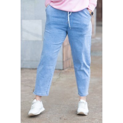 Balónové džíny do gumy LONE Světle modrá – Sleviste.cz