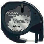 Dymo originální páska do tiskárny štítků, Dymo, S0721730, černý tisk/stříbrný podklad, 4m, 12mm, LetraTag metalická páska – Hledejceny.cz