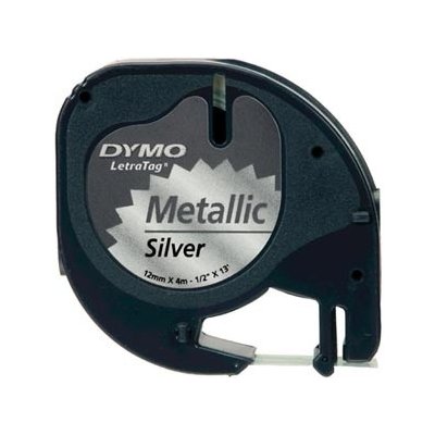 Dymo originální páska do tiskárny štítků, Dymo, S0721730, černý tisk/stříbrný podklad, 4m, 12mm, LetraTag metalická páska – Hledejceny.cz