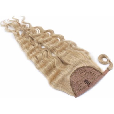 Clip in culík z pravých lidských vlasů vlnitý 60cm přírodní blond – Zboží Mobilmania