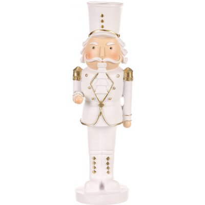 AUTRONIC Dekorační figurka louskáček voják v bílo-zlaté uniformě z polyresinu (pryskyřice), 7x8x24,5 cm – Hledejceny.cz