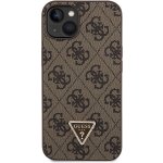 Pouzdro Guess PU 4G Strass Triangle Metal Logo + Crossbody Popruh iPhone 15 Pro hnědé – Zboží Mobilmania