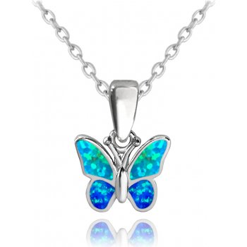 Minet Třpytivý stříbrný motýlek s modrým opálem JMAD0040AN38