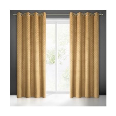 Dekorační vzorovaný velvet závěs s kroužky JULIE žlutá / mustard 140x250 cm (cena za 1 kus) MyBestHome – Sleviste.cz