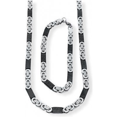 Ewena Pánský náhrdelník s náramkem z chirurgické oceli řecký klíč KA920 – Hledejceny.cz