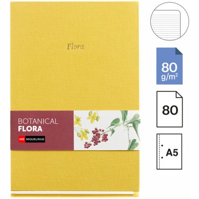 Miquelrius poznámkový zápisník Botanical Flora žlutý A5 – Sleviste.cz
