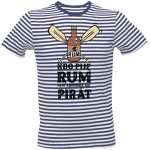 Tričko s potiskem Kdo pije rum pirát pánské Bílá Modrá