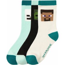 Minecraft Dětské ponožky 3 páry bílá / černá / světle zelená