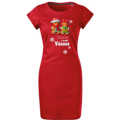 NakupTextil Vánoční šaty s potiskem 07 červená – Zboží Dáma