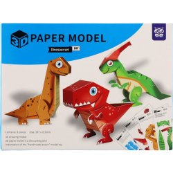 Modely 3D papírové dinosauři 8 ks v sáčku