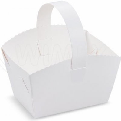 Svatební košíčky (PAP) s ouškem bílý 10 x 8 x 6 cm [50 ks] – Zboží Dáma