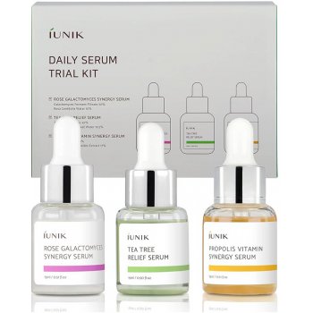 iUNIK Daily Serum Propolis Vitamin Synergy Serum 15 ml + Tea Tree Relief Serum 15 ml + Rose Galactomyces Synergy Serum 15 ml dárková sada