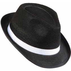 Černý mafiánský klobouk s bílou stuhou od 139 Kč - Heureka.cz