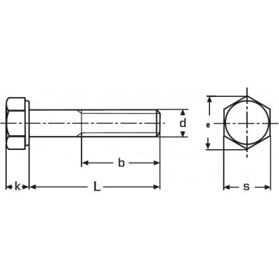 šroub M16x320 ZINEK 8.8 šestihranný, částečný závit DIN 931 – Zboží Mobilmania