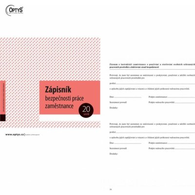 Optys 1221 Zápisník bezpečnosti práce pracovníka A5 nepropisovací 20 listů – Zbozi.Blesk.cz