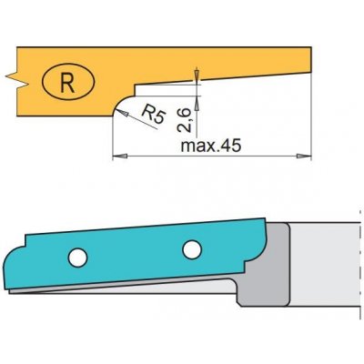 Rh+ nůž profilový spodní R VP-45 HW 52145004 – Zboží Mobilmania