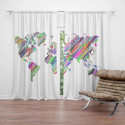 Závěsy Barevné světadíly: 2 ks - 140x250 cm - Sablio – Hledejceny.cz