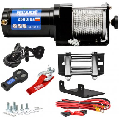 Elektrický lanový naviják 12V 1134kg ocelové lano 10m, Husar Winch BST 2500 Lbs – Hledejceny.cz