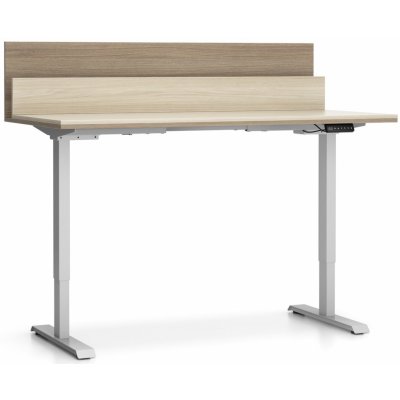 PLAN Kancelářský pracovní stůl SINGLE LAYERS s přepážkami, dub přírodní / dub mořený – Zboží Mobilmania