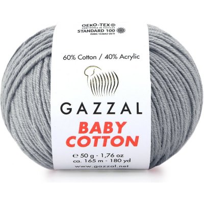 Gazzal Příze Baby cotton 3430 šedá – Zbozi.Blesk.cz