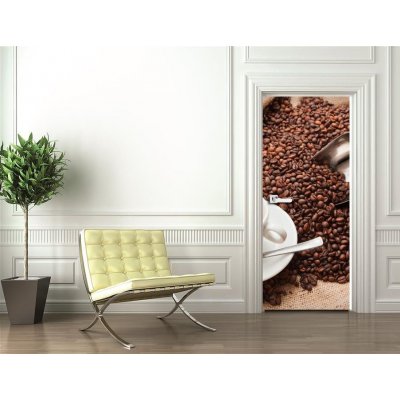 WEBLUX 40763209 Samolepka na dveře fólie Italian Espresso and Coffee Italské espresso a káva rozměry 90 x 220 cm