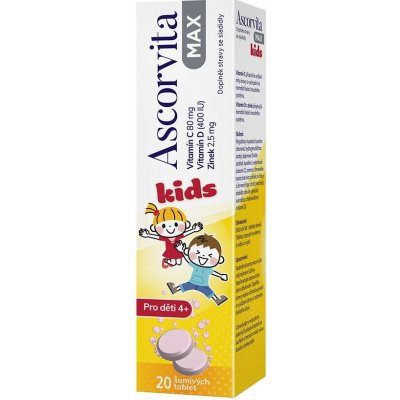 Ascorvita Max Kids pro děti 4-6 let vitamín C D a zinek 20 šumivých tablet – Hledejceny.cz