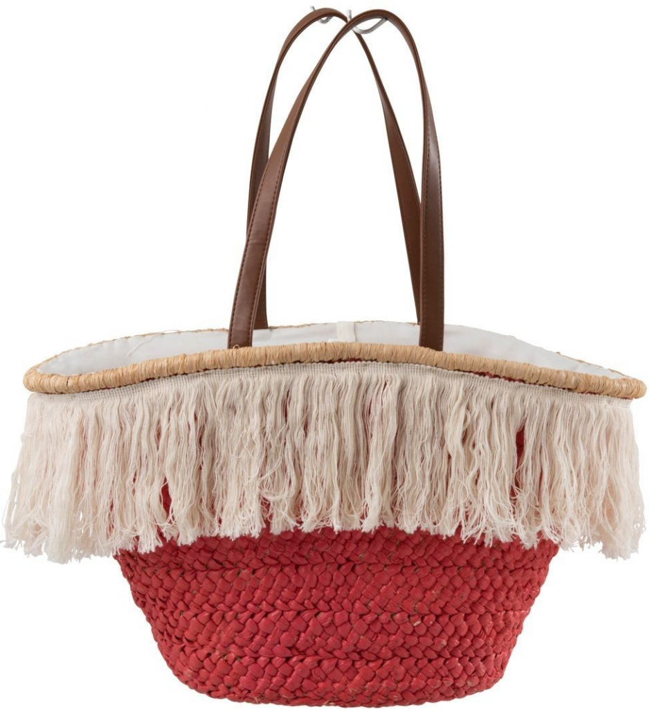 Tmavě růžová plážová taška/ košík s třásněmi beach tassel