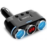 CL rozbočovač zásuvek do zapalovače B39 Typ B - 2 zásuvky + 2xUSB - 3,1A s displejem, černá – Zboží Živě