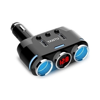 CL rozbočovač zásuvek do zapalovače B39 Typ B - 2 zásuvky + 2xUSB - 3,1A s displejem, černá – Zboží Živě