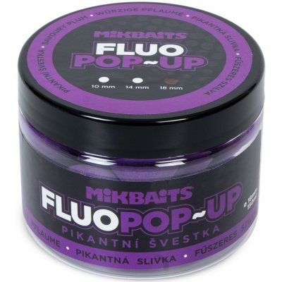 Mikbaits Plovoucí Boilies Fluo Pikantní švestka 150 ml 14 mm – Zboží Mobilmania