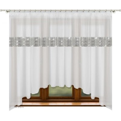 BytoTex Hotová záclona s řasící páskou L239 bílá se zirkony 400x155 cm – Hledejceny.cz
