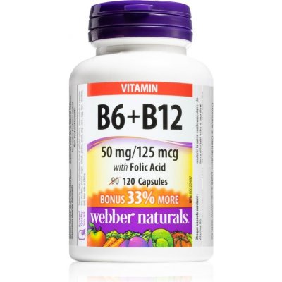 Webber Naturals Vitamin B6 + B12 + Folic Acid kyselina listová 120 tablet