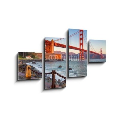 Obraz 4D čtyřdílný - 100 x 60 cm - San Francisco. Image of Golden Gate Bridge in San Francisco, California during sunrise. San Francisco. Obrázek Golden Gate Bridge v Sa