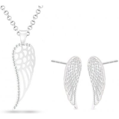 Biju set z chirurgické oceli andělské křídlo řetízek náušnice se zirkony 179 – Zboží Dáma