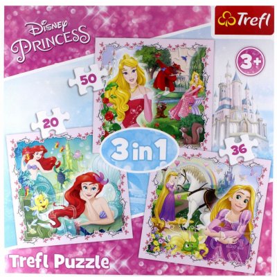 Trefl Disney 3v1 Disney Princezny Rapunzel Aurora Arielka 106 dílků