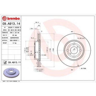 Brzdový kotouč BREMBO 09.A913.14 09.A913.14