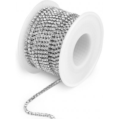 Štrasový prýmek / borta šíře 2,4 mm Varianta: 1 crystal stříbrná, Balení: 1 m – Zboží Mobilmania