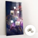tulup Magnetická Tabule na Zeď Skleněná - Memo Board Kleněnou Přední Stranou - 5 magnetů v balení - 60 x 120 cm - Kosmická galaxie